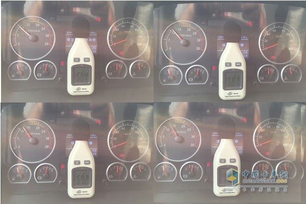 發(fā)動(dòng)機(jī)轉(zhuǎn)速1000r/min、1100r/min、1200r/min、1300r/min駕駛室內(nèi)部噪音