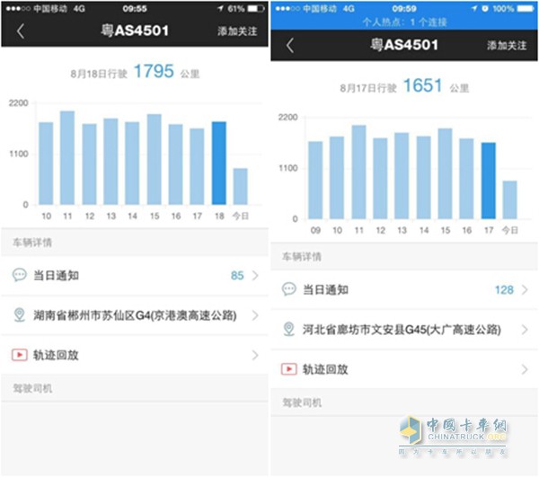 粵AS4501 8月16號-8月22號運行紀(jì)錄GPS截圖
