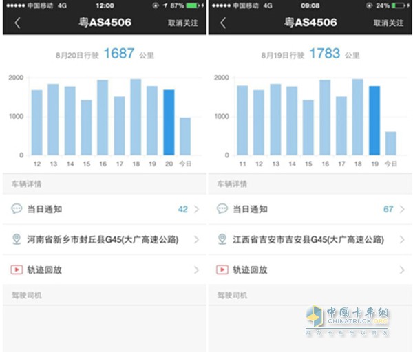 粵AS4506 8月21號-8月22號運行紀(jì)錄GPS截圖 