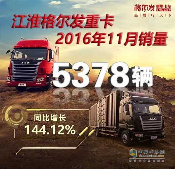 江淮格爾發(fā)重型卡車銷量達5378輛，