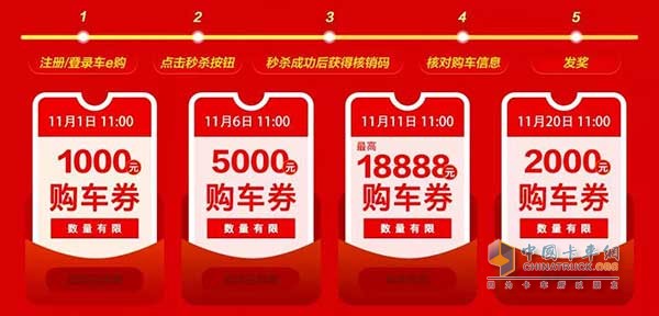登錄福田汽車官網(wǎng)下訂金即可參與整點秒殺活動
