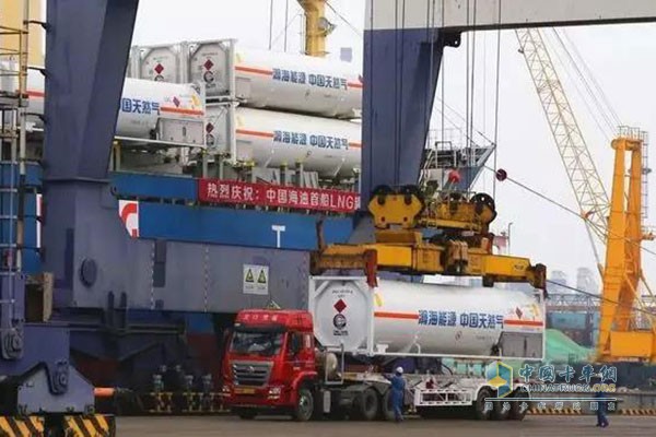 中國重汽豪沃、豪瀚LNG運輸車低達山東龍口港