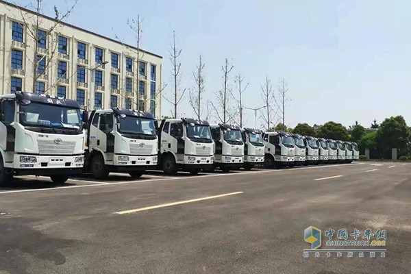 車輛整齊排列，等待交車