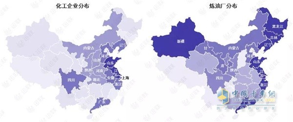 我國(guó)化工企業(yè)分布和煉油廠分布