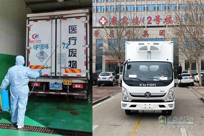奧鈴醫(yī)療廢物轉運車相關工作人員，奧鈴醫(yī)療廢物轉運車工作中