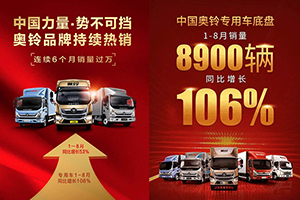 中國奧鈴連續(xù)6個月銷量過萬 1-8月同比增長53%