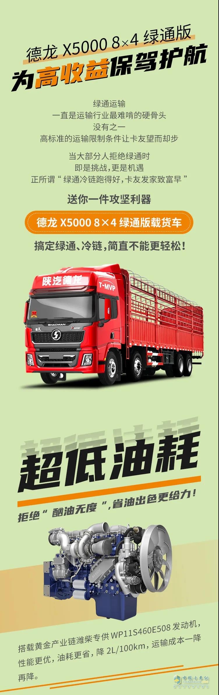 德龍X5000 8×4 綠通版載貨車：為高收益保駕護航