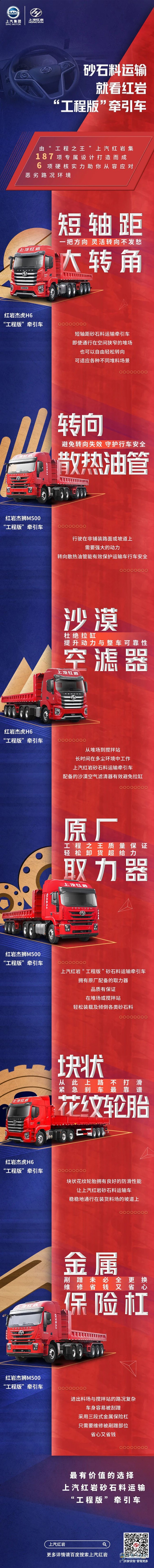 　　砂石料運(yùn)輸，就看紅巖“工程版”牽引車
