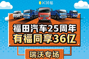 福田汽車25周年 有福同享36億 -瑞沃專場，火熱來襲
