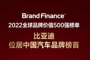 榮登全球品牌價(jià)值500強(qiáng)，比亞迪位居中國(guó)汽車品牌第一