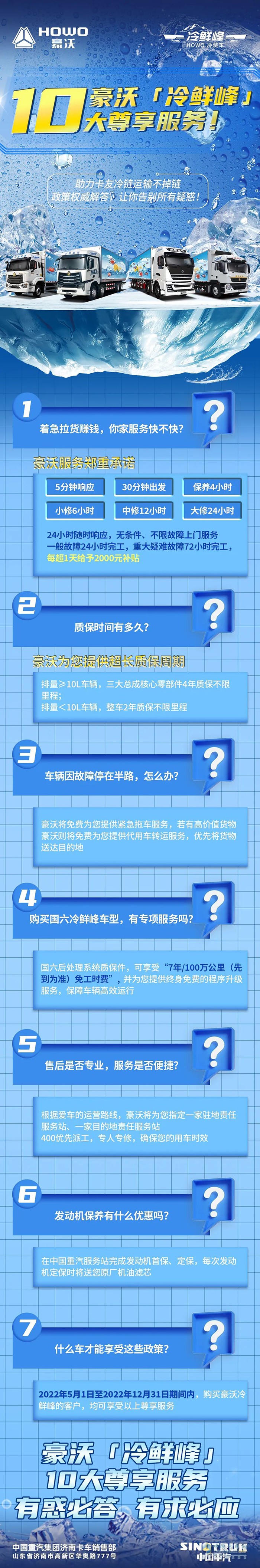 中國(guó)重汽豪沃 冷鮮峰 10大尊享服務(wù)