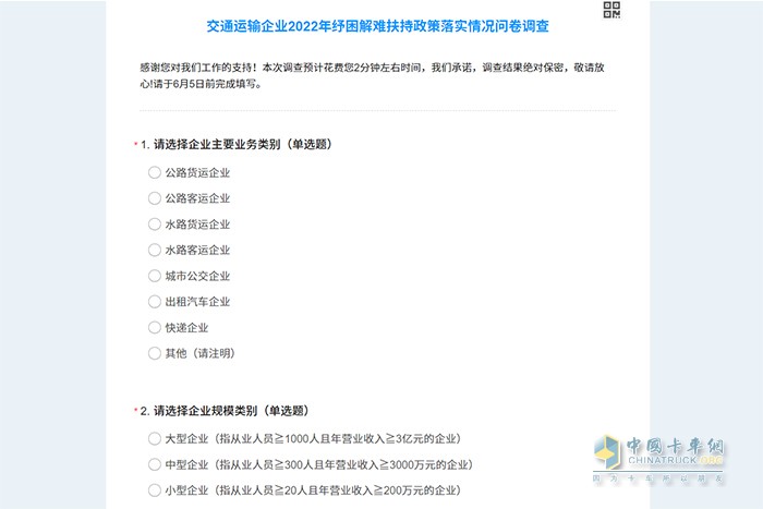 交通運(yùn)輸部 紓困解難幫扶政策 落實(shí)情況 問(wèn)卷調(diào)查