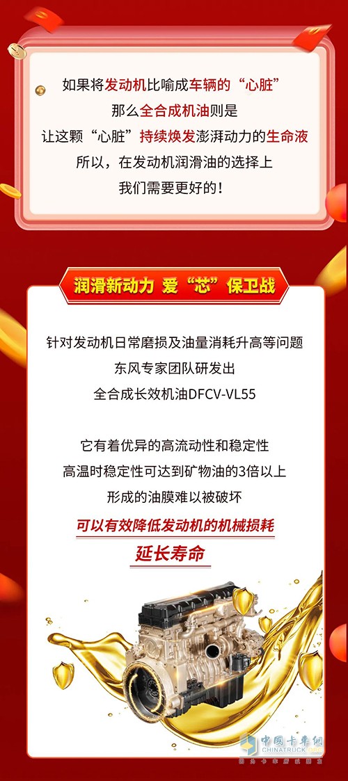 東風(fēng)商用車 全合成長(zhǎng)效機(jī)油 VL55 正式上市