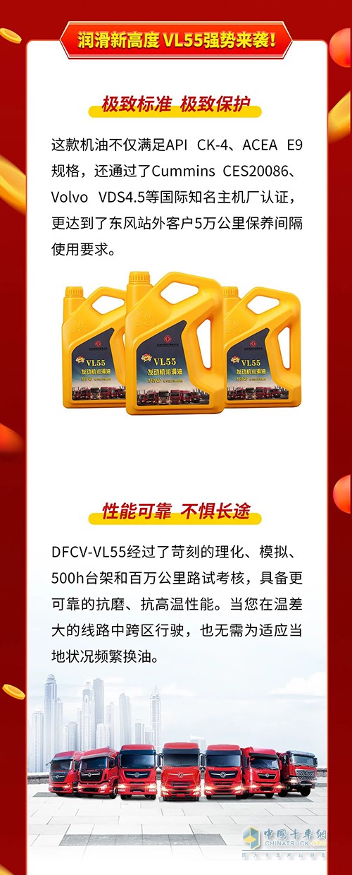 東風(fēng)商用車 全合成長(zhǎng)效機(jī)油 VL55 正式上市