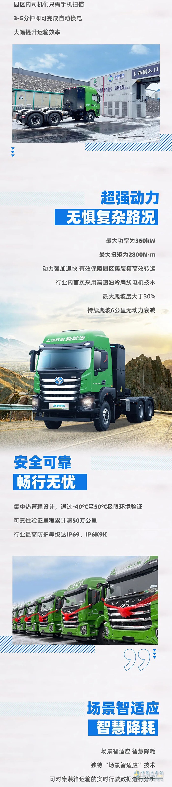 降本增效，零碳發(fā)展，上汽紅巖杰虎H6純電動(dòng)牽引車批量交付！