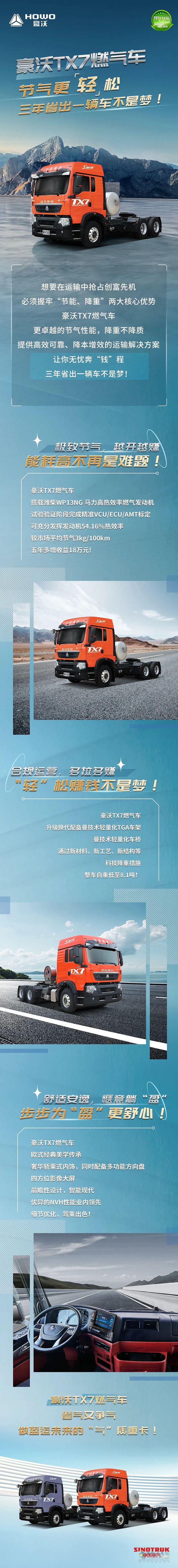豪沃TX7燃?xì)廛嚬?jié)氣更輕松，三年省出一輛車!