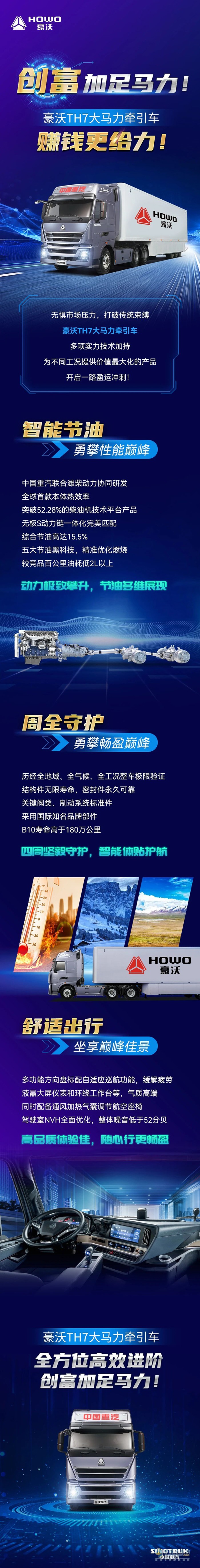 創(chuàng)富加足馬力！豪沃TH7大馬力牽引車，賺錢更給力！