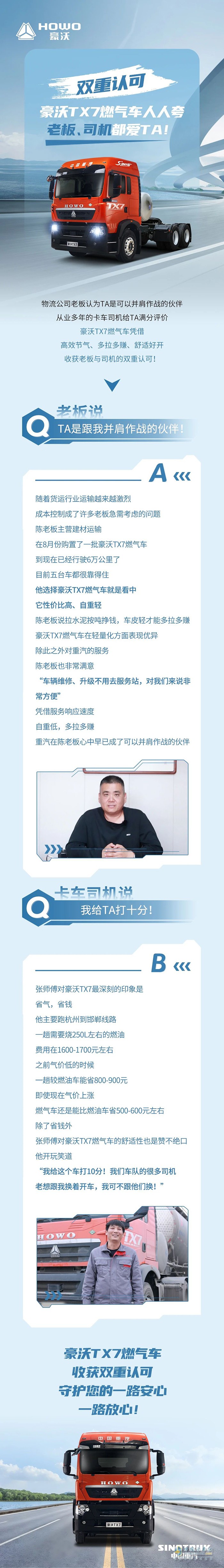 雙重認可！豪沃TX7燃氣車人人夸，老板司機都愛TA！