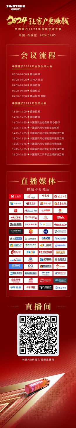 中國(guó)重汽2024年合作伙伴大會(huì)將啟，新科技、新產(chǎn)品密集亮相