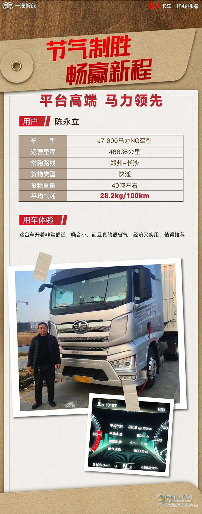 百公里氣耗28.2kg！陳師傅稱贊J7燃氣車經(jīng)濟實用