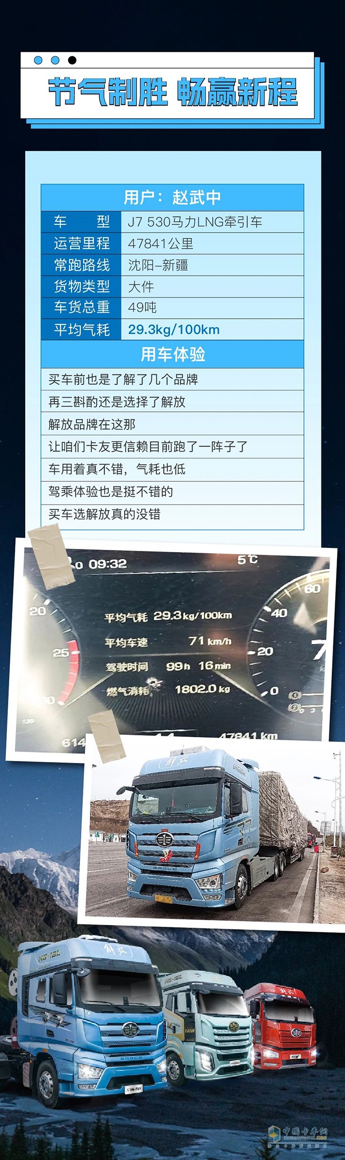 百公里氣耗29.3kg！趙師傅買車只認準解放品牌！