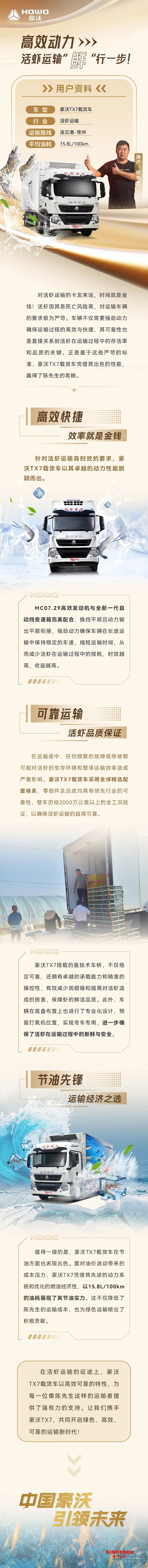 中國重汽豪沃:“高效動力，活蝦運輸“鮮”行一步！