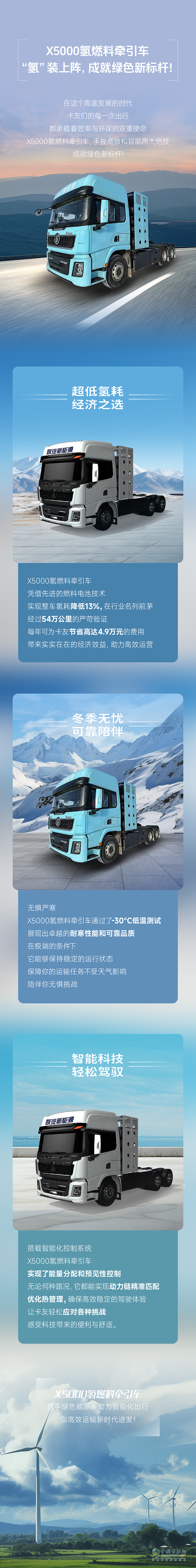 陜汽X5000氫燃料牽引車“氫”裝上陣，成就綠色新標(biāo)桿!