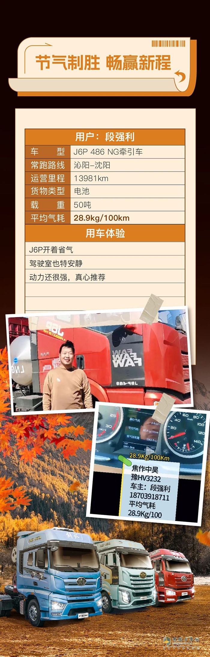 百公里氣耗28.9kg！段師傅致富之路駕J6P，省氣又安心！