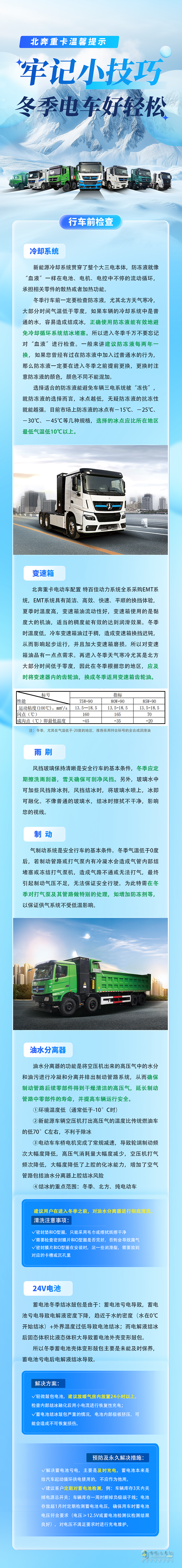 北奔重卡溫馨提示：牢記小技巧，冬季電車好輕松！