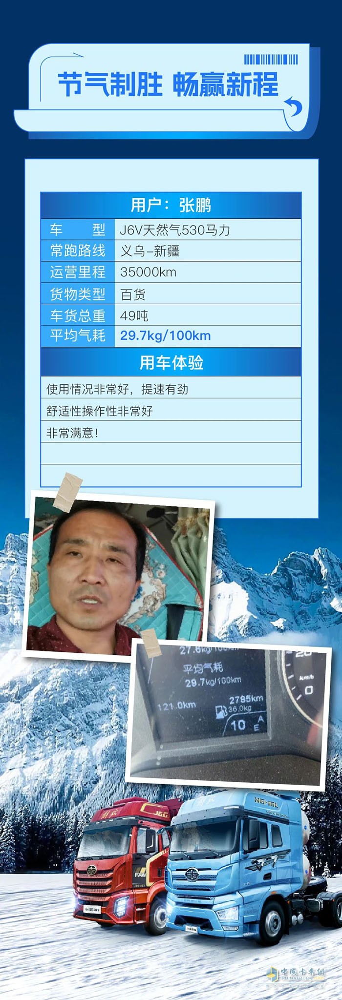 百公里氣耗29.7kg！解放J6V為張師傅節(jié)省大量成本，領跑致富之路！