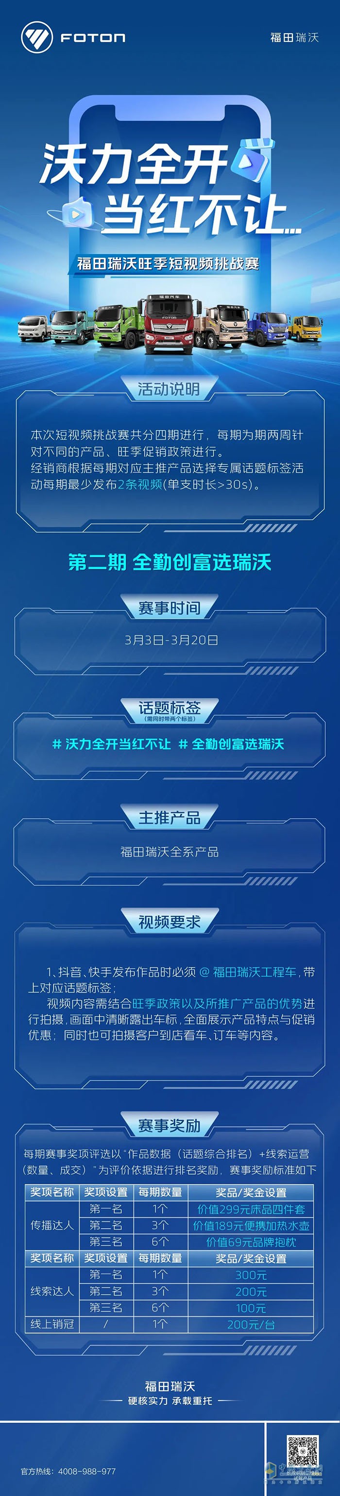 沃力全開(kāi)，當(dāng)紅不讓—福田瑞沃旺季短視頻挑戰(zhàn)賽開(kāi)始啦