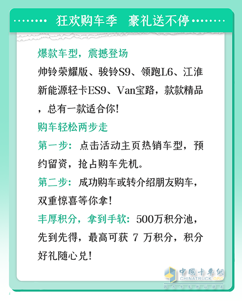 江淮1卡煥新風(fēng)暴來襲，卡友福利盛宴，不容錯過