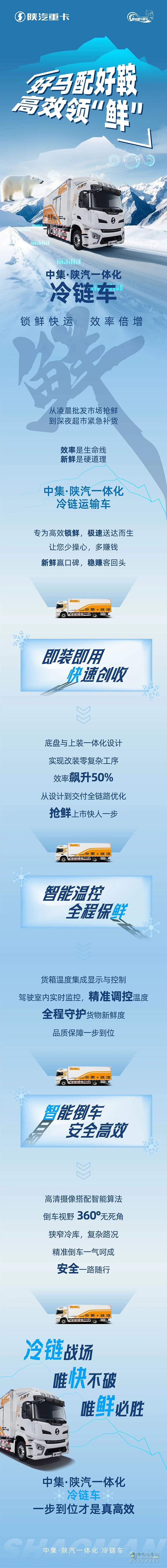 中集·陜汽一體化冷鏈車(chē)，鎖鮮快運(yùn)，效率倍增！