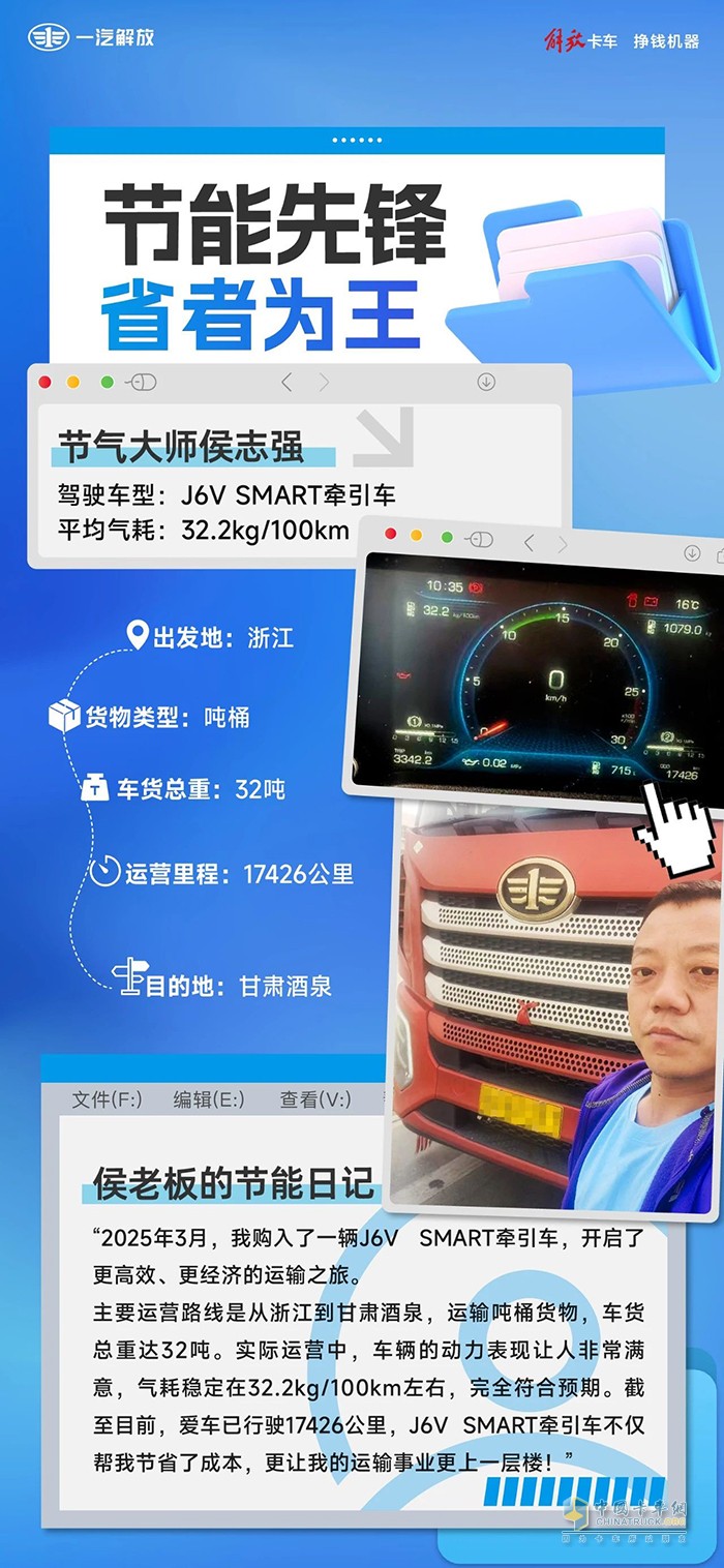 從浙江到甘肅，解放J6V SMART助力侯老板越開(kāi)越省