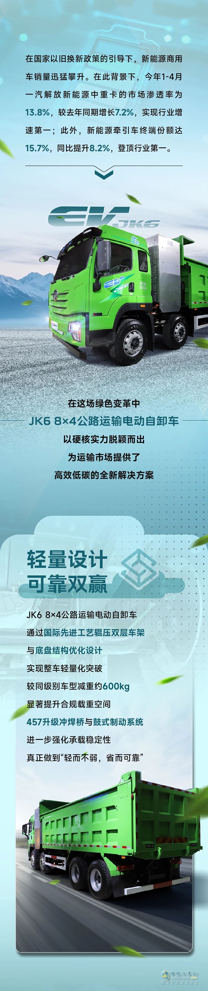 解放領(lǐng)跑新能源市場！JK6電動自卸有話要說