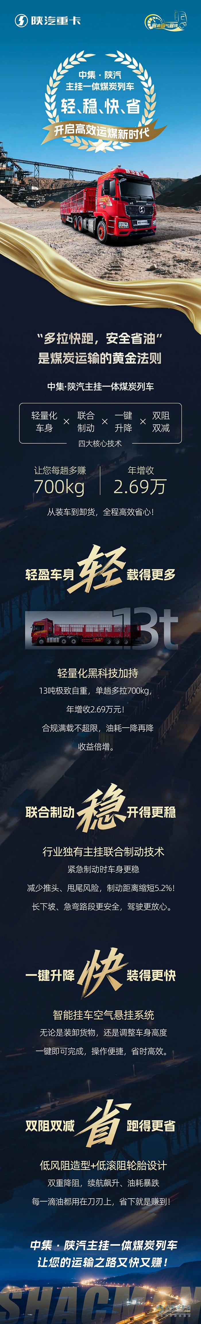 中集·陜汽主掛一體煤炭列車(chē)，輕、穩(wěn)、快、省，開(kāi)啟高效運(yùn)煤新時(shí)代