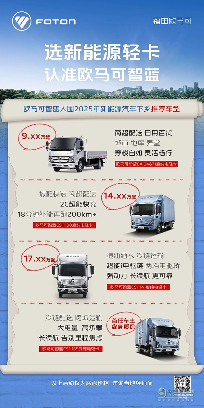 汽車下鄉(xiāng)政策正當(dāng)時(shí) 選新能源輕卡認(rèn)準(zhǔn)歐馬可智藍(lán)