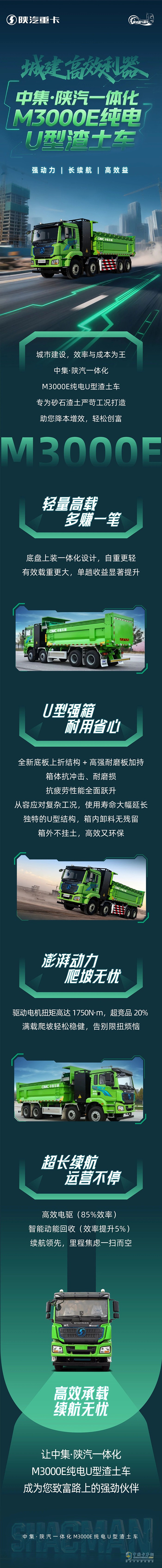 <p>　　城建高效利器！中集·陜汽一體化M3000E純電U型渣土車，強(qiáng)動(dòng)力、長(zhǎng)續(xù)航、高效益！</p>