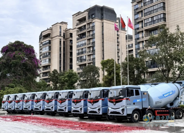 廣西盛天批量購(gòu)入10臺(tái)三一純電動(dòng)攪拌車(chē)