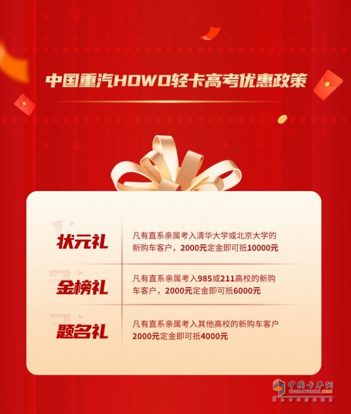 金榜題名時 購車特惠季 中國重汽祝莘莘學(xué)子金榜題名